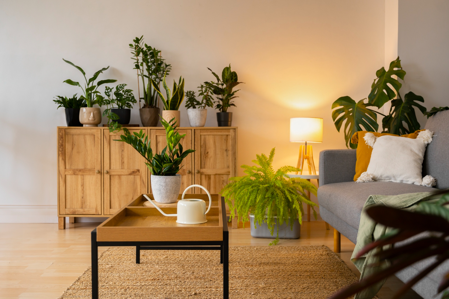 móveis e plantas na decoração de casa com estilo tropical